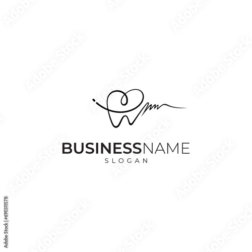 Dental logo design with signature design style concept