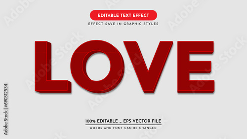 editable text effect style. love text effect, vector illustration.