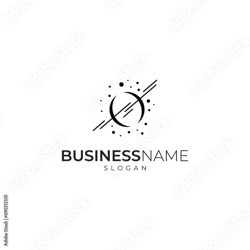 Abstract planet line art illustration logo design with bubble variations