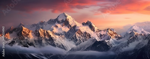 Beautiful landscape of amazing mountains with charming snowy peaks © Filip