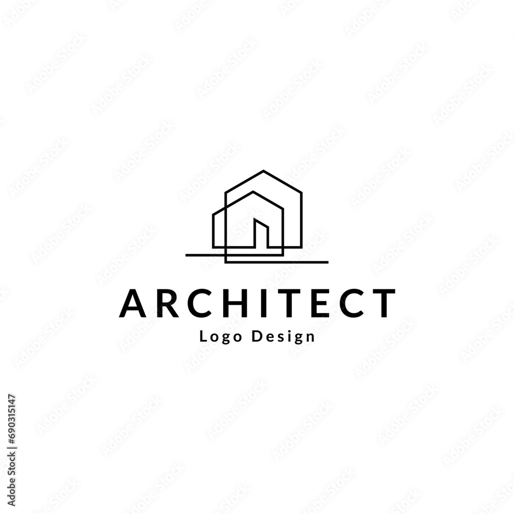 House logo design with linear style