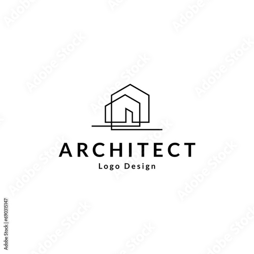 House logo design with linear style
