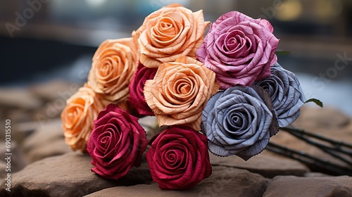 A bouquet of roses in different color for the loved ones during valentine s day