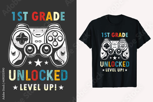 15th Grade Unlocked Back to School Next Level Game Controller Level Up t-shirt design vector graphic.