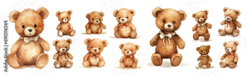 cute teddy bear vector collection set hand drawn design vector art design illustration.