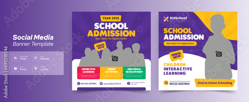school admission social media post template 