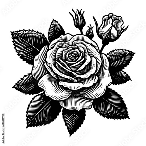 rose vector vintage sketch