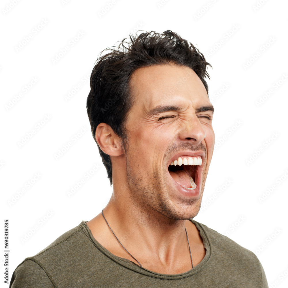 Man, happy and screaming for celebration, excited and energy by white background in studio. Male person, freedom and victory or winner, carefree and shouting for achievement in competition or joy Man, happy and screaming for celebration, excited and energy by white background in studio. Male person, freedom and victory or winner, carefree and shouting for achievement in competition or joy