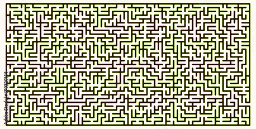 Labyrinth vector graphic big rectangular shape. Complex maze (labyrinth) game. 