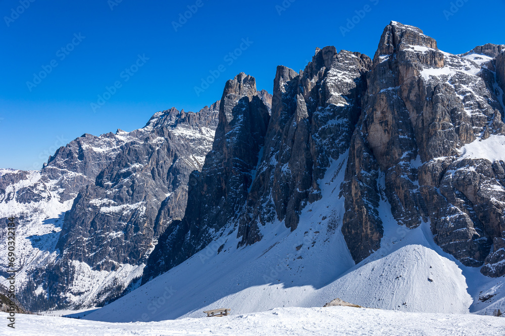 Sexten dolomites in a winter day