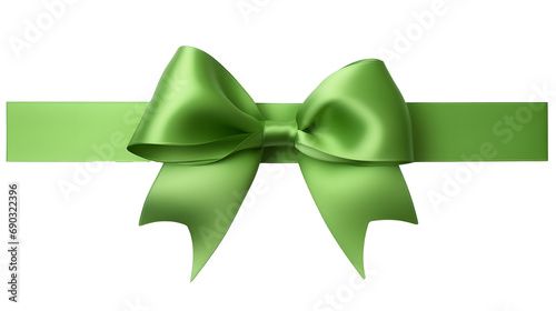 Green ribbon with bow without background  photo