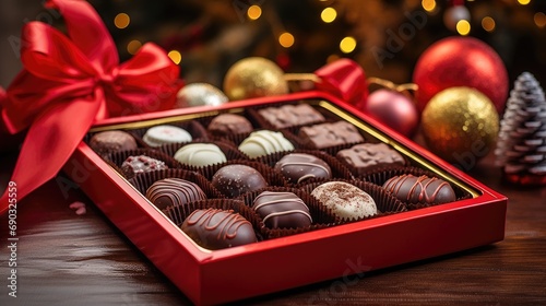 Box of delicious christmas chocolates closeup © dwoow