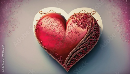 illustrated red heart suitable for Valentine's Day as a banner or background