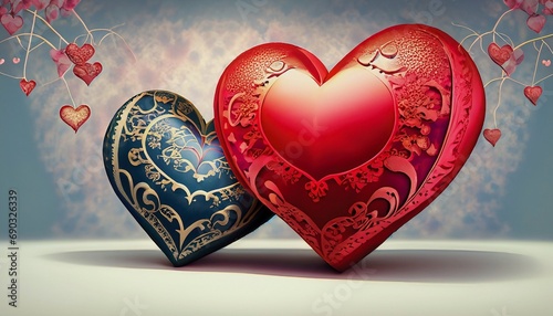 illustrated red heart suitable for Valentine's Day as a banner or background