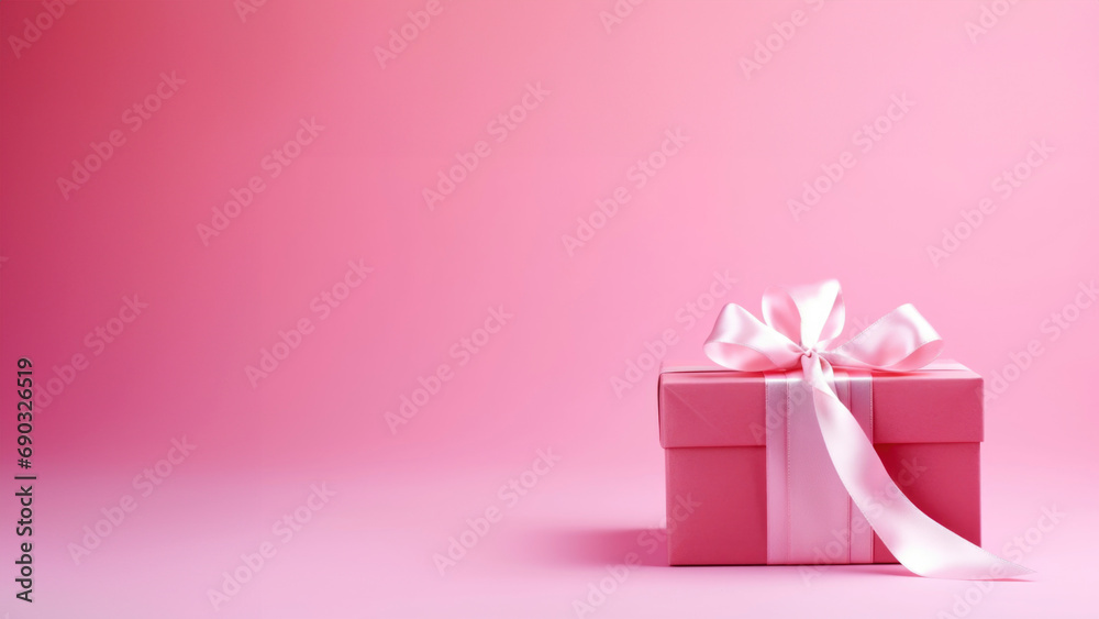 Pink gift box background with copy space for women and Valentine days Pink gift box background with copy space for women and Valentine days