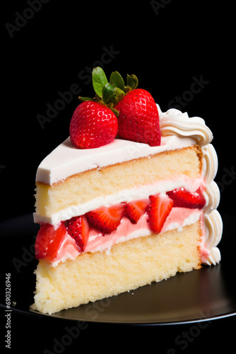 vanilla cake slice or pastry with strawberry