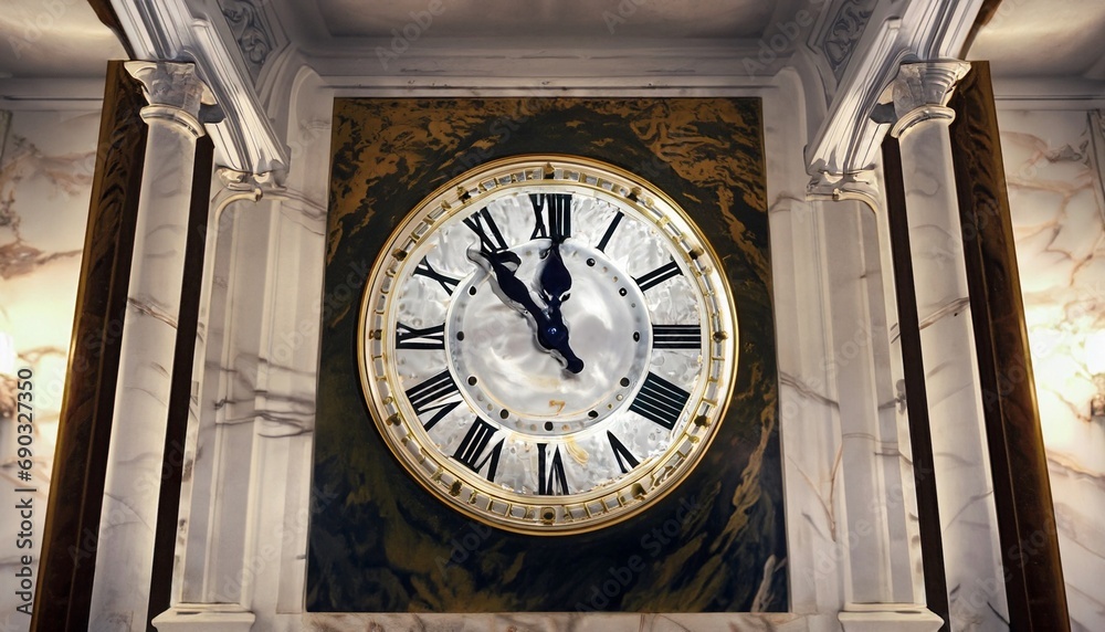 big clock in station hall suitable as background or banner