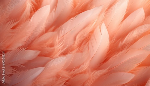 peach pastel feathers,soft light texture  high-angle view  , 2024 color of the year  © Klay