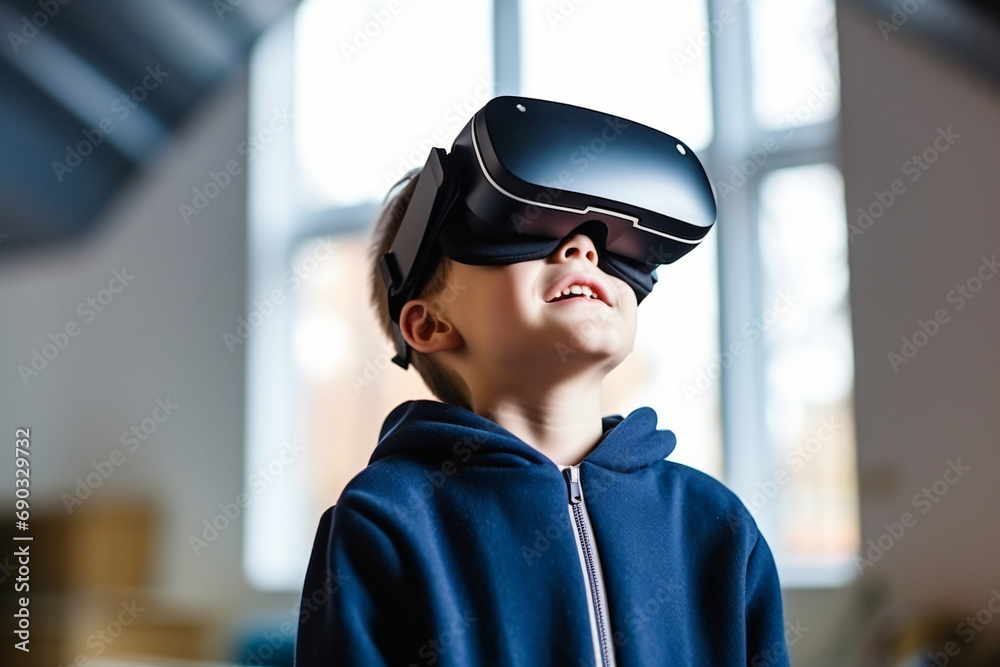 Child wearing a VR headset Child wearing a VR headset