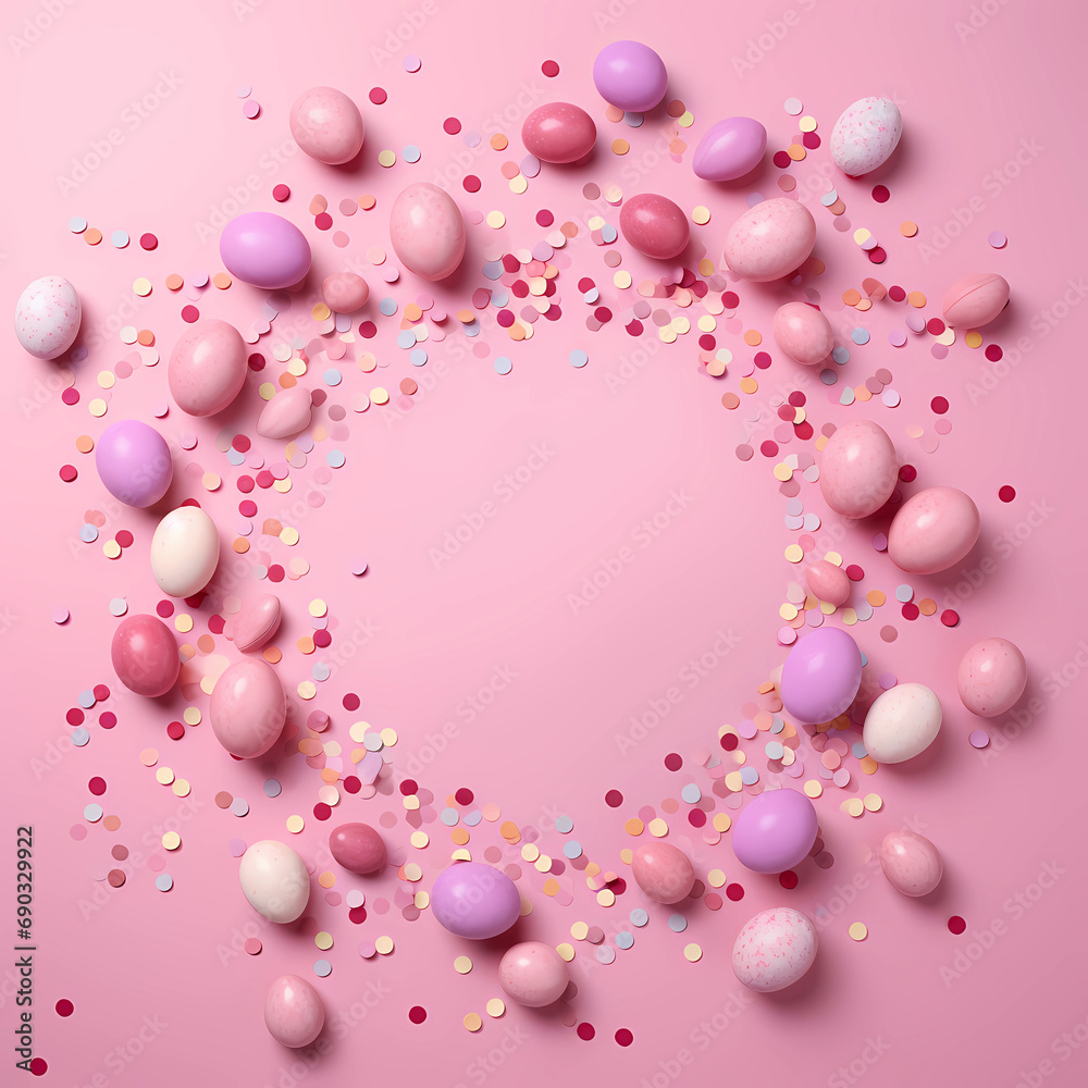 Easter eggs, on pink background, you can use for invitaciones, paintings, letters or digital cards