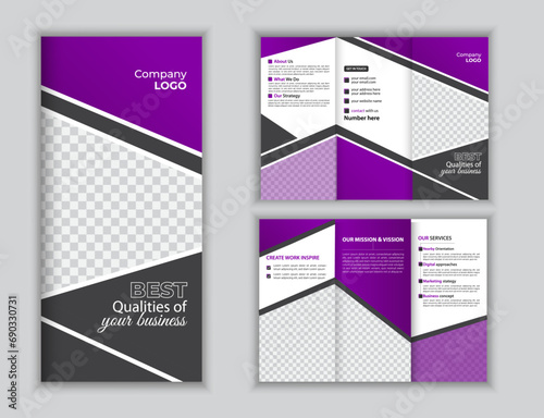corporate modern business trifold brochure template. tri fold brochure vector design. Corporate business concept.