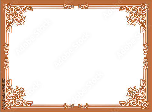 Brown vintage frame with ornament vector illustration	

