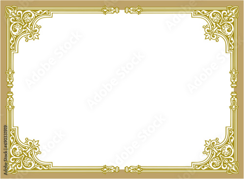 Golden vintage frame with ornament vector illustration	

