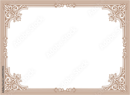 Vintage Brown  frame with ornament vector illustration	
