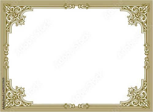 Golden vintage frame with ornament vector illustration	
