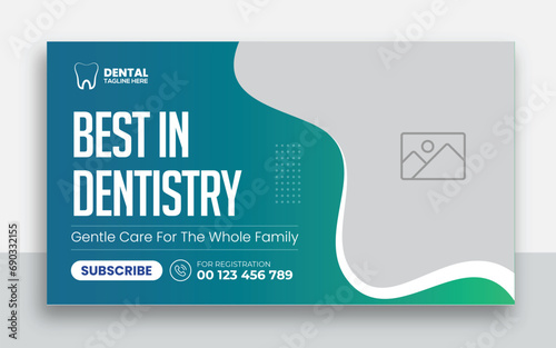 Dental care youtube thumbnail cover and social media web banner design template 