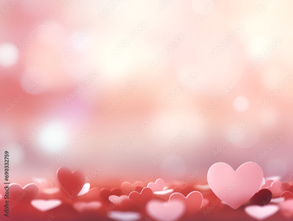 valentine soft pink and red heart shape bokeh background.
