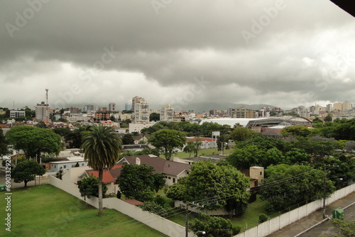 City during a very cloudy day