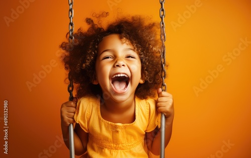 Happy smiling child girl si...