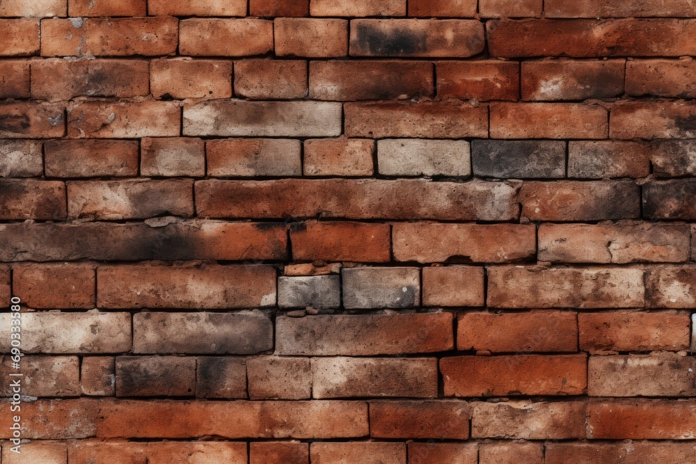Close up in old brick wall, generated with AI Close up in old brick wall, generated with AI