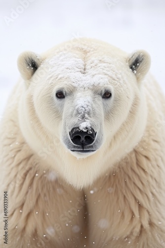 Close up on polar bear, winter background, generated with AI