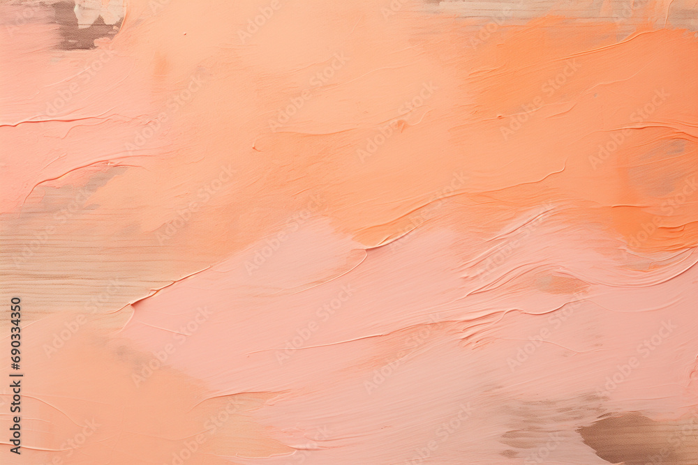 Background with oil art texture. Backdrop with abstract mixing paint effect. Liquid acrylic artwork that flows and splashes. Mixed paints for interior poster. Peach fuzz - color of the year 2024