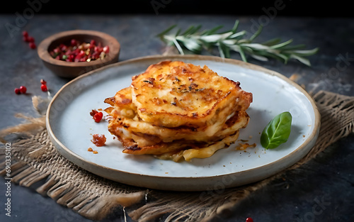 Capture the essence of Rosti in a mouthwatering food photography shot Generative AI