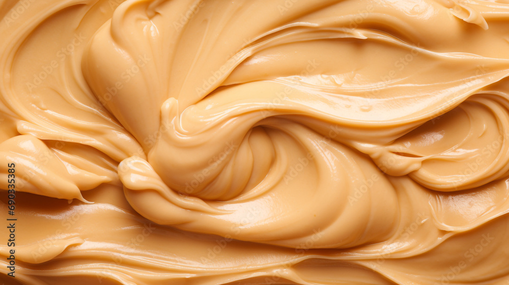 Fototapeta premium macro shot of peanut butter spread texture background created with Generative Ai
