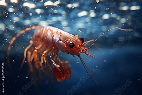 shrimp on a blue background