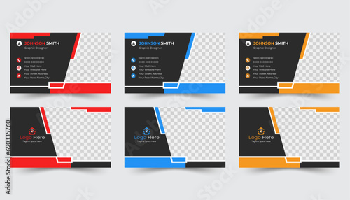 Modern corporate stationary id layout with geometric lines. Modern Creative And Clean Business Card Design Template, Vector fashion background design with information sample text