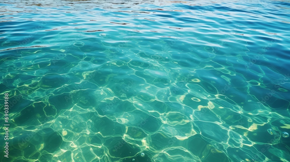 The tranquil blue-green surface of the ocean off Catalina Island, California, featuring gentle ripples and refracted light, creating a serene and captivating view.