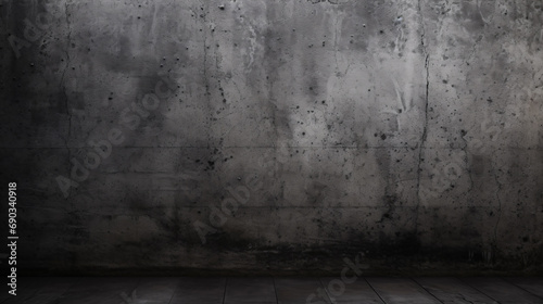 Dive into the atmospheric presence of a black wall texture and dark concrete floor evoking an old grunge background.
