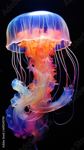 Stunning jellyfish in a dark background.