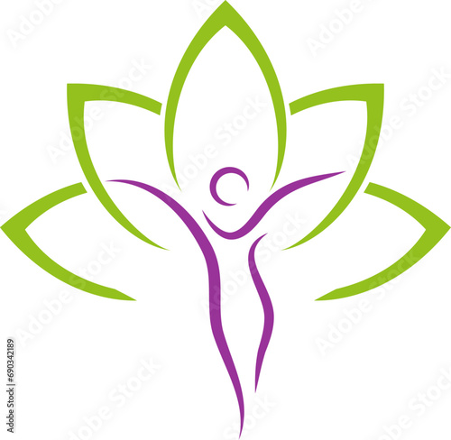 Frau, Person in Bewegung als Baum, Pflanze, Heilpraktiker, Frauenarzt, Wellness, Logo