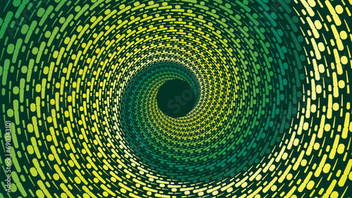 Abstarct spiral round green layer vortex style background in deep green. This creative style background can be used as a banner or wallpaper.