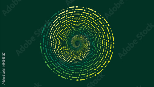 Abstarct spiral round green layer vortex style background in deep green. This creative style background can be used as a banner or wallpaper.