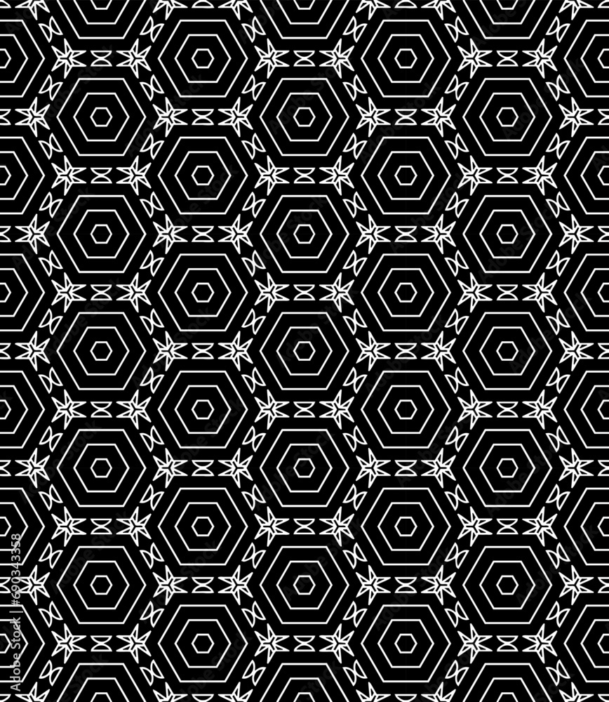 Black and white seamless abstract pattern. Background and backdrop. Grayscale ornamental design. Mosaic ornaments. Vector graphic illustration. EPS10. Black and white seamless abstract pattern. Background and backdrop. Grayscale ornamental design. Mosaic ornaments. Vector graphic illustration. EPS10.
