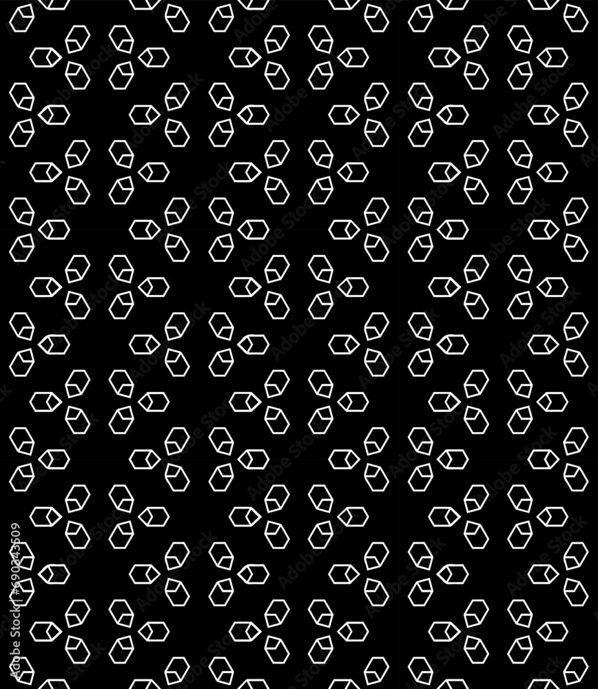 Black and white seamless abstract pattern. Background and backdrop. Grayscale ornamental design. Mosaic ornaments. Vector graphic illustration. EPS10.