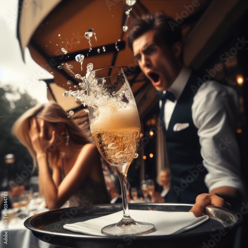 A waiter spills the Champagne photo