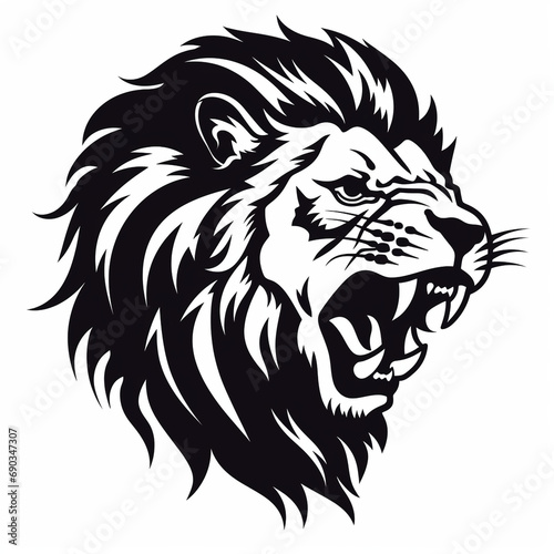 monochrome stencil  roaring lion head created with Generative Ai